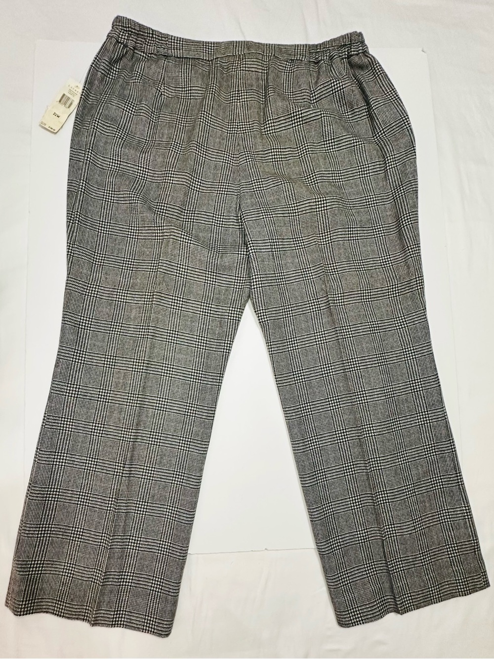 Lauren Ralph Lauren Black Ivory Glen Plaid Wide Leg Trousers 22W Lavender Accent - Picture 3 of 13